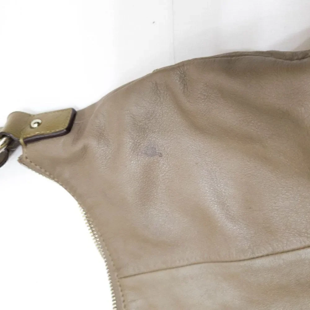 COACH H1294-F19580 Leather Brown Grey Satchel Shoulder Bag